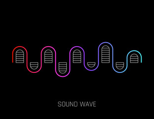 Music sound waves. Audio equalizer technology, pulse musical. Vector illustration.