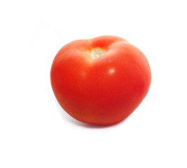 red tomato with water drops on white background cut out close-up
