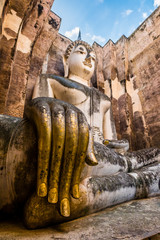 ancient heritage huge buddha and temple in Thailand