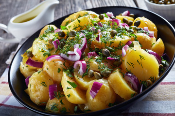 close-up of savory german new potato salad
