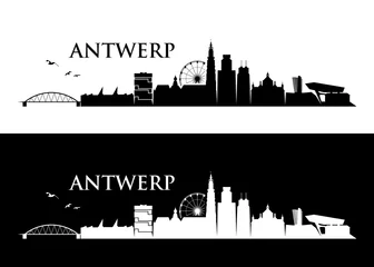 Afwasbaar Fotobehang Antwerpen Skyline van Antwerpen - België - vectorillustratie - Vector