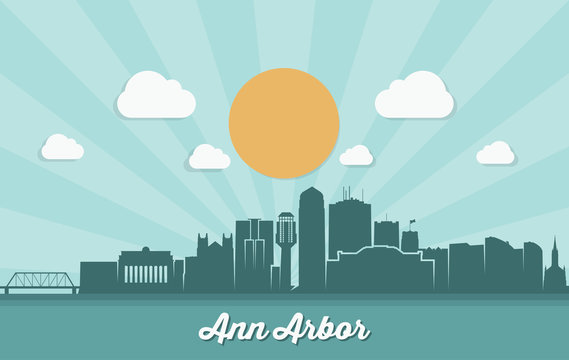 Ann Arbor skyline - Michigan, United States of America, USA - vector illustration - Vector