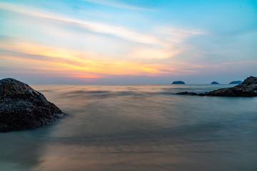 Fototapeta na wymiar Beautiful evening landscape on Lonely Beach. Koh Chang Island.