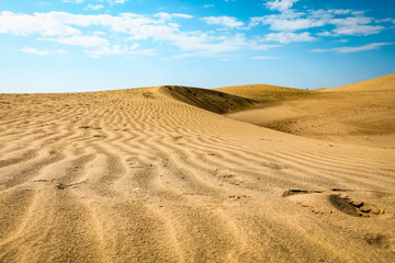 Summer background of ocean and beach with blue sky. Free space for your decoration. 