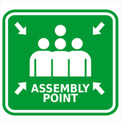 assembly point, sign and sticker