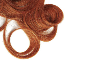 Henna hair isolated on white background. Backdrop with copy space