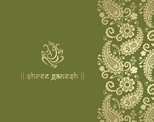 Ganesha, wedding card, royal Rajasthan, India	
