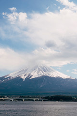 Fuji mountain and big white cloud, Japan