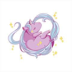 magic cartoon unicorn colorful illustration 