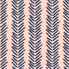 Herringbone blue and pink hand drawn simple seamless texture.