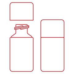 Cosmetic bottle icon. Vector illustration logo medical bottle. Closed and open plastic bottle for drugs.