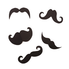 Fototapeta premium Happy Father's day background or card. black sign of mustache empty copy space for inscription.