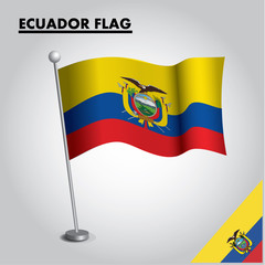 ECUADOR flag icon. National flag of ECUADOR on a pole