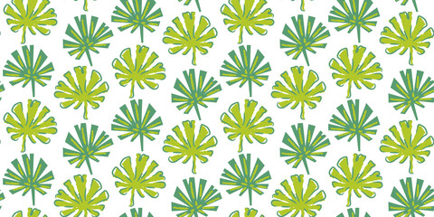 Tropical seamless pattern vector in green colors.