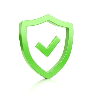 Green Outline Shield Shape on White