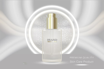 Beauty product, white cosmetic container with advertising background ready to use, luxury skin care ad, illustration vector.