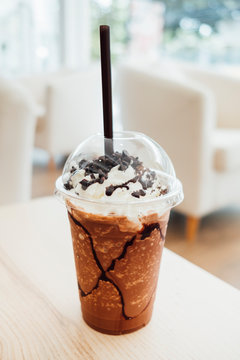 chocolate freppe smoothie and whip cream