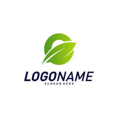 Font with Leaf Logo Design Concepts. Nature Letter O Logo Icon Vector Template. Icon Symbol.