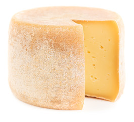 Hard cheese isolated on white