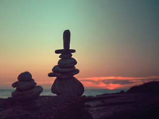 Balance stones in sunset