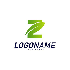 Fototapeta premium Font with Leaf Logo Design Concepts. Nature Letter Z Logo Icon Vector Template. Icon Symbol.