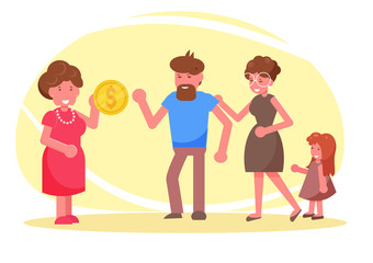 Charity. Donations, money, fund for the poor Vector. Cartoon. Isolated art