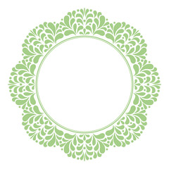 Decorative frame Elegant vector element for design in Eastern style, place for text. Floral green border. Lace illustration for invitations and greeting cards