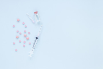 Flat lay medical composition with copyspace