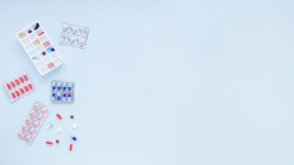 Flat lay medical composition with copyspace