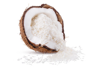 slice coconut shavings isolated on white background clipping path - 270175340