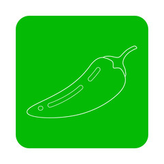 Icono plano lineal pimiento chile picante en cuadrado color verde