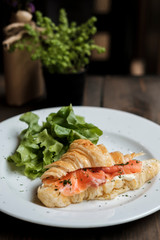 croissant with fresh salmon