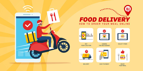 Fast food delivery app on a smartphone