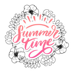 Vector word sale .Letters made of flowers and leaves Summer Time Holiday Flyer Banner Poster Summer sales