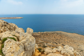High antennas on the territory of the British military base on the Mediterranean coast.