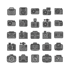 camera and action camera icons, black color theme