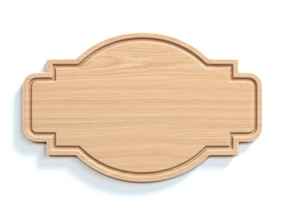 Wooden sign board isolated on white background 3d rendering