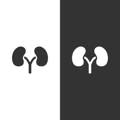 Kidneys icon on black and white background