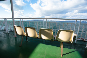 瀬戸内海のフェリー船内　四国・日本