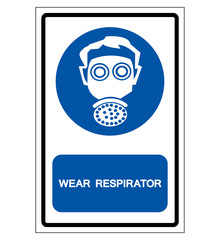 Wear Respirator Symbol Sign,Vector Illustration, Isolated On White Background Label. EPS10