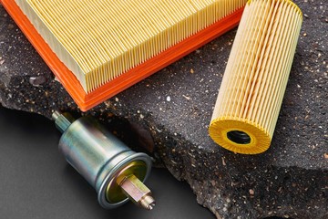 Set of filters for car service on a dark background