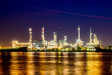 Oil refinery  night  at Thailand