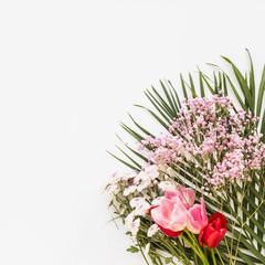 Bunch of colorful fresh flowers and plants