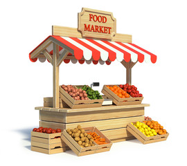 Food market kiosk, farmers shop, farm food stall