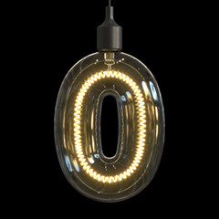 Light bulb 3d font 3d rendering number 0