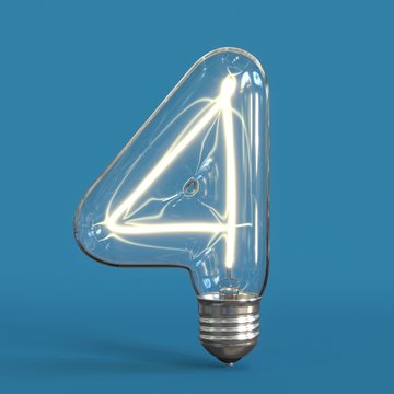 Light bulb 3d font 3d rendering number 4