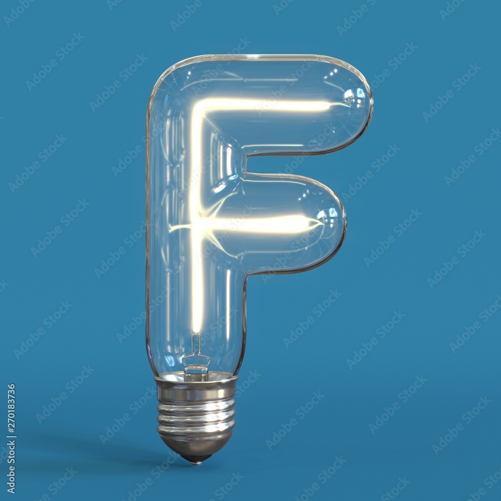 Fototapete light bulb 3d font 3d rendering letter f
