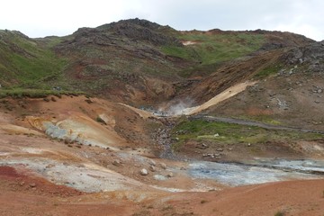 Geothermal area Seltun on South Iceland - incredible place with hot springs and boiling mud