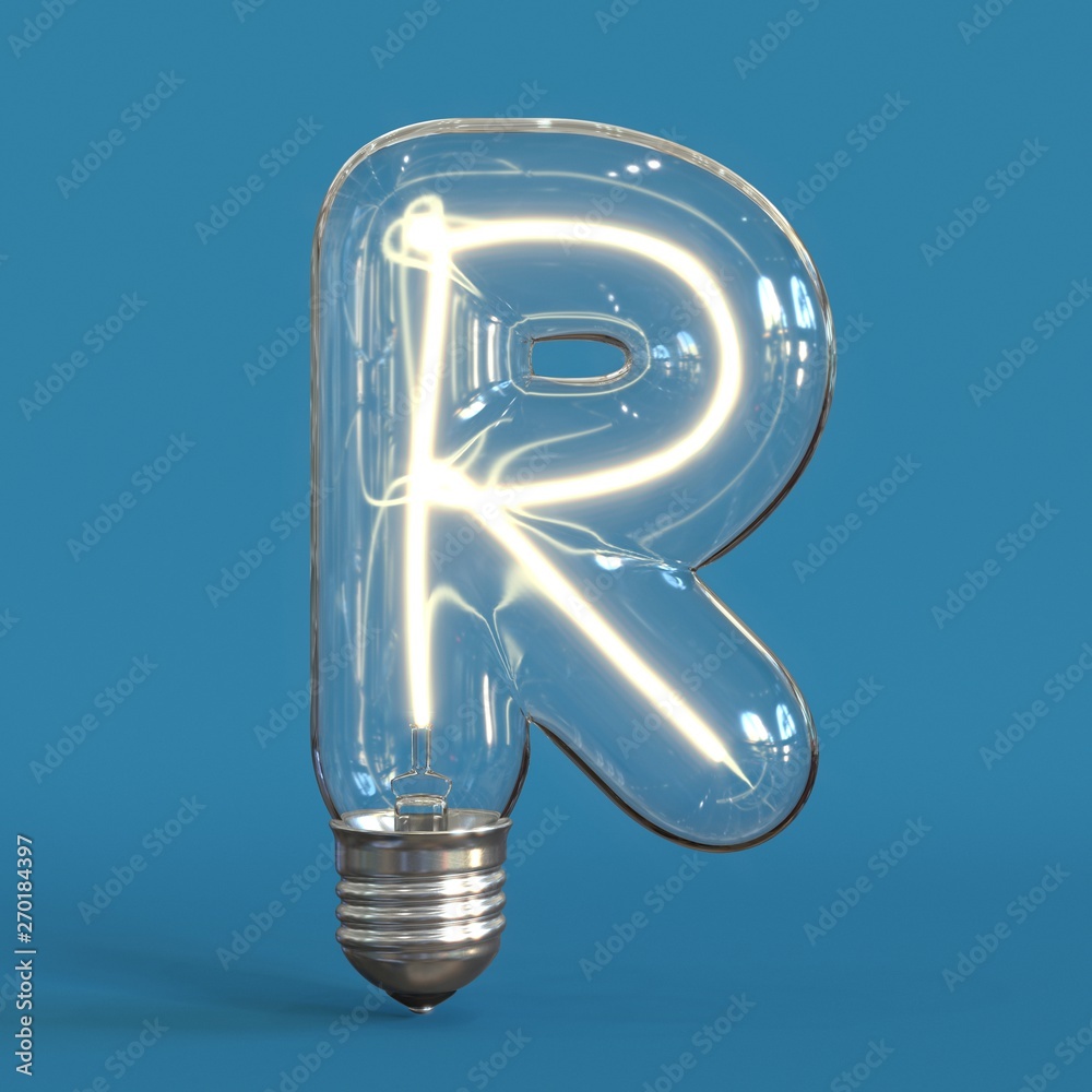 Fototapete light bulb 3d font 3d rendering letter r