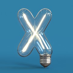 Light bulb 3d font 3d rendering letter X
